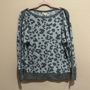 HEM & THREAD Leopard Print Fuzzy Sweater, Size S, NWT